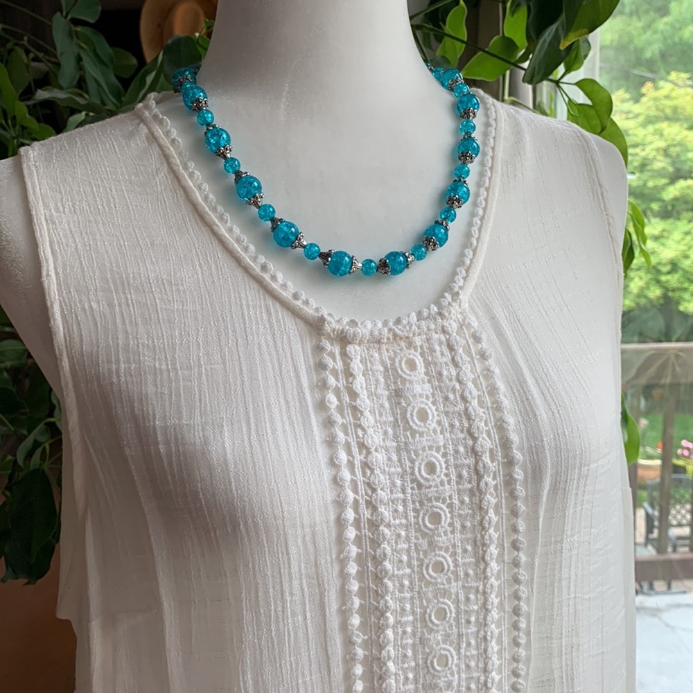LC Lauren Conrad Crochet Detail White Tunic Sz L